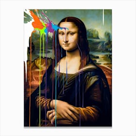 A Photo Of The Mona Lisa With A Large Splash Canvas Print