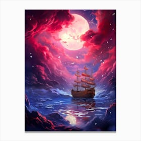 Ship In The Moonlight Canvas Print