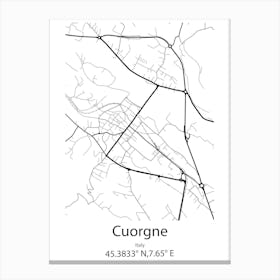 Cuorgne,Italy Minimalist Map Canvas Print