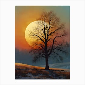 Sunset With A Tree 1 Canvas Print