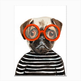 Pug With Orange Spectacles Canvas Print