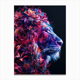 Lion With Flowers 8 Canvas Print