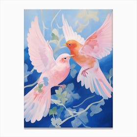 Pink Ethereal Bird Painting Eastern Bluebird 3 Canvas Print