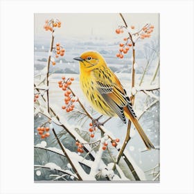 Winter Bird Painting Yellowhammer 3 Canvas Print