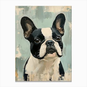 Minimal Frenchie With Blue Background 1 Canvas Print