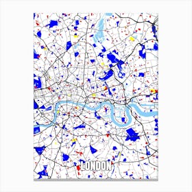 Map of London, UK Mondrian Style Canvas Print