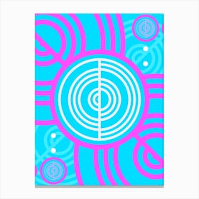 Geometric Glyph in White and Bubblegum Pink and Candy Blue n.0090 Canvas Print