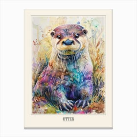 Otter Colourful Watercolour 2 Poster Canvas Print