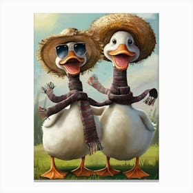 Ducks In Hats Canvas Print