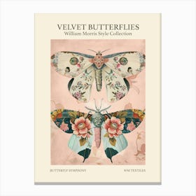 Velvet Butterflies Collection Butterfly Symphony William Morris Style 7 Canvas Print
