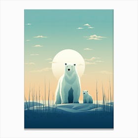 Icy Affection; Polar Bear Family Canvas Canvas Print