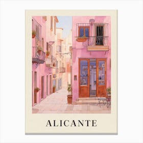 Alicante Spain 1 Vintage Pink Travel Illustration Poster Canvas Print