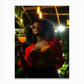 Nigerian Woman Holding A Drink Canvas Print