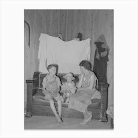 Sharecropper Mother And Children In Corner Of Living Room, Southeast Missouri Farms By Russell Lee Canvas Print