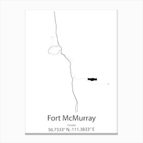 Fort Mcmurray,Canada Minimalist Map Canvas Print