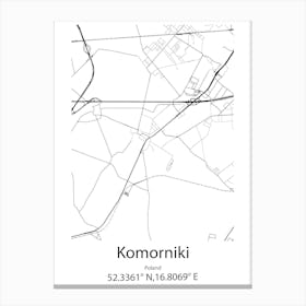 Komorniki,Poland Minimalist Map Canvas Print