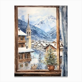 Winter Cityscape Hallstatt Austria 2 Canvas Print