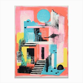 A House In Sydney, Abstract Risograph Style 4 Canvas Print