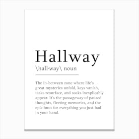 Hallway Definition Poster - Dictionary 1 Canvas Print