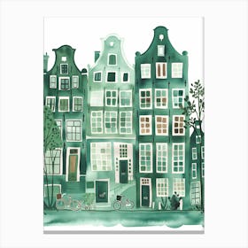 Pixten Amsterdam Houses Green Watercolour Art Print Ar 34 S 3bdc105c 4a5f 44f3 Ae0c 100929ef6a66 Canvas Print