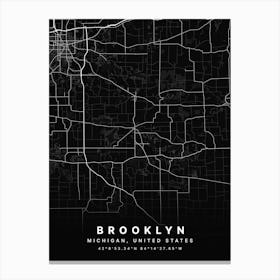 Brooklyn Michigan USA Black Map Canvas Print