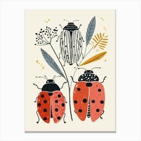 Colourful Insect Illustration Ladybug 10 Canvas Print