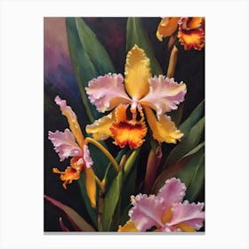 Cattleya Orchids Oil Painting 1 Canvas Print