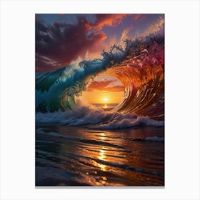 Ocean Wave At Sunset Canvas Print