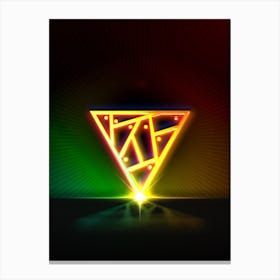 Neon Geometric Glyph in Watermelon Green and Red on Black n.0017 Canvas Print