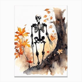 Vintage Halloween Gothic Skeleton Painting (24) Canvas Print