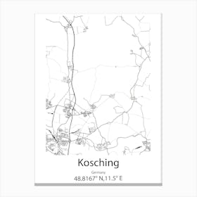 Kosching,Germany Minimalist Map Canvas Print