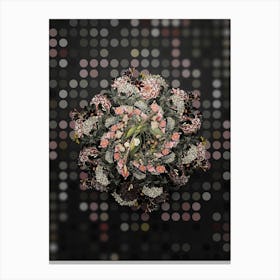 Vintage Cherry Plum Flower Wreath on Dot Bokeh Pattern n.0201 Canvas Print