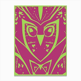 Abstract Owl Pink And Lime Green 1 Canvas Print