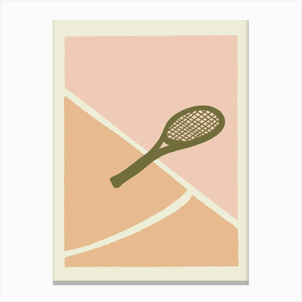 Boho Retro Sports 1 Tennis Racquet 2 Canvas Print by Boho Print Collection