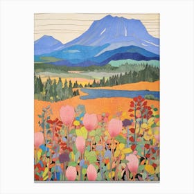 Mount Katahdin United States 1 Colourful Mountain Illustration Canvas Print