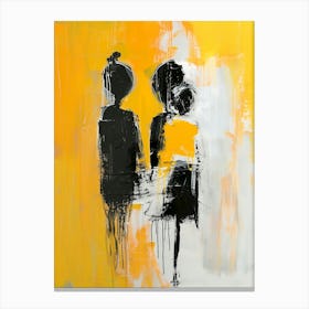 Two People In Yellow And Black Canvas Print