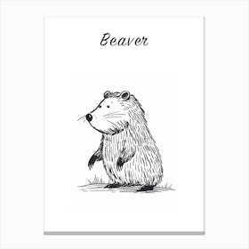 B&W Beaver Poster Canvas Print