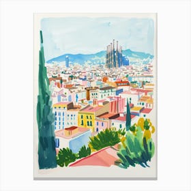 Travel Poster Happy Places Barcelona 4 Canvas Print