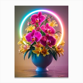 Neon Flower Arrangement Canvas Print