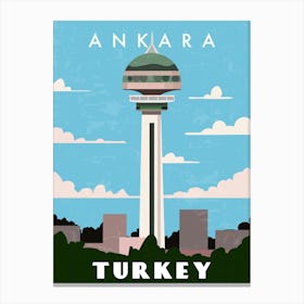 Ankara, Turkey — Retro travel minimalist poster Canvas Print