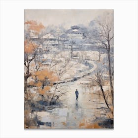 Winter City Park Painting Royal Park Kyoto 1 Canvas Print