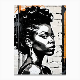 Vintage Graffiti Mural Of Beautiful Black Woman 59 Canvas Print
