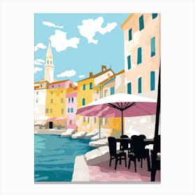 Rovinj, Croatia, Flat Pastels Tones Illustration 3 Canvas Print