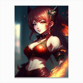 Anime Girl With Fire Canvas Print