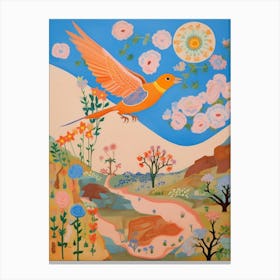 Maximalist Bird Painting Eastern Bluebird 1 Canvas Print
