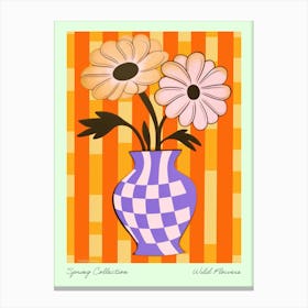 Spring Collection Wild Flowers Orange Tones In Vase 2 Canvas Print