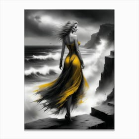 Black And Yellow Painting Canvas Print