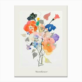 Moonflower 2 Collage Flower Bouquet Poster Canvas Print