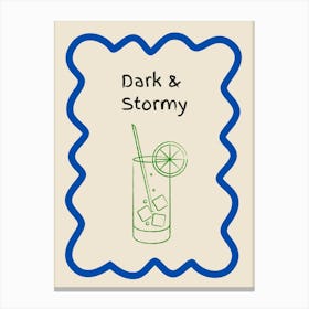 Dark & Stormy Doodle Poster Blue & Green Canvas Print