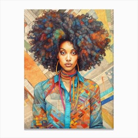 Afro Fashionista Pencil Drawing 4 Canvas Print